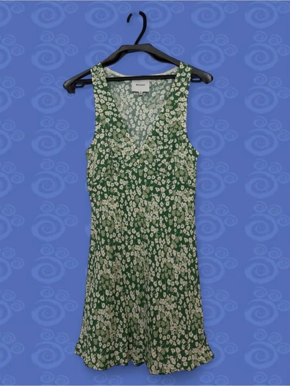 Reformation Green Ditsy Floral Sleeveless
Mini Dress XS Eco Viscose